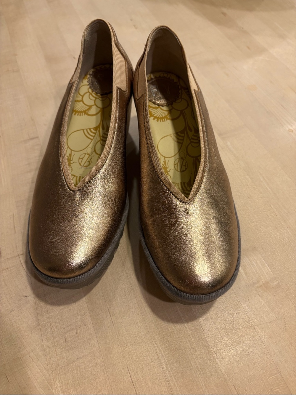 Fly London Metallic Bronze Slip-On Flats